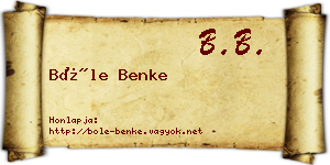 Bőle Benke névjegykártya